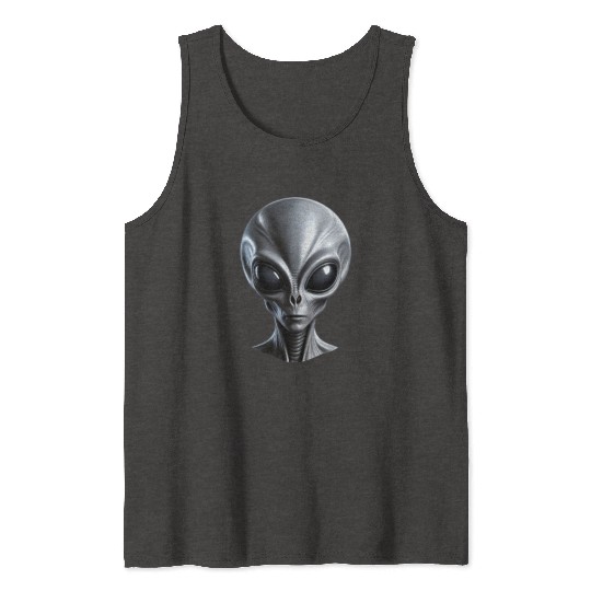 Real Grey Alien with a big head Tank Tops