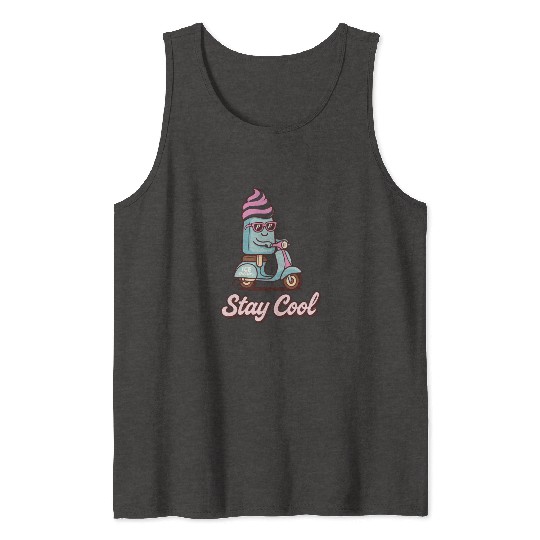 Stay Cool – Ice Cream on Scooter Tank Tops