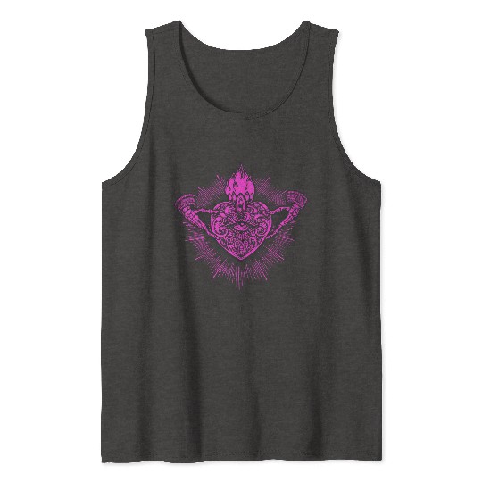 Sacred Heart Claddagh Symbol Pink Tank Tops