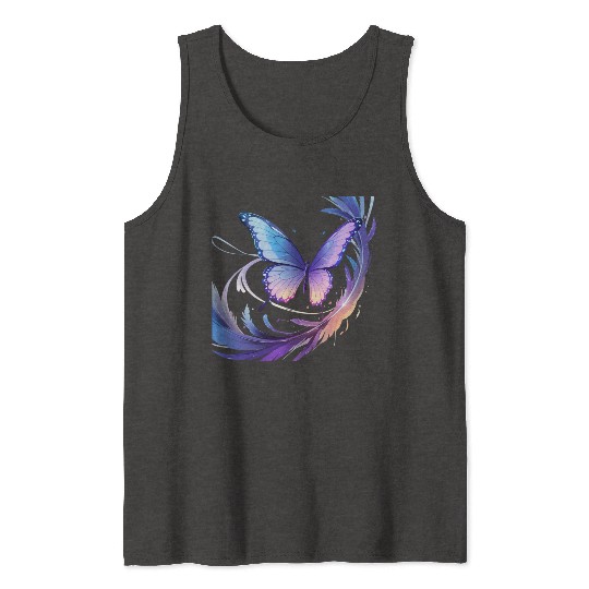 Spectrum Wings – Abstract Floral Butterfly Design Tank Tops