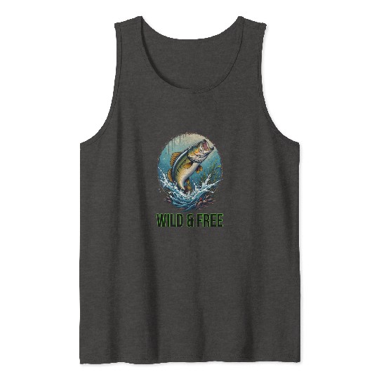 Leaping Largemouth Bass - Wild & Free Art Tank Tops