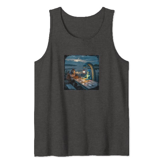 Cryptid Poker Night on Loch Ness - Bigfoot, Tank Tops