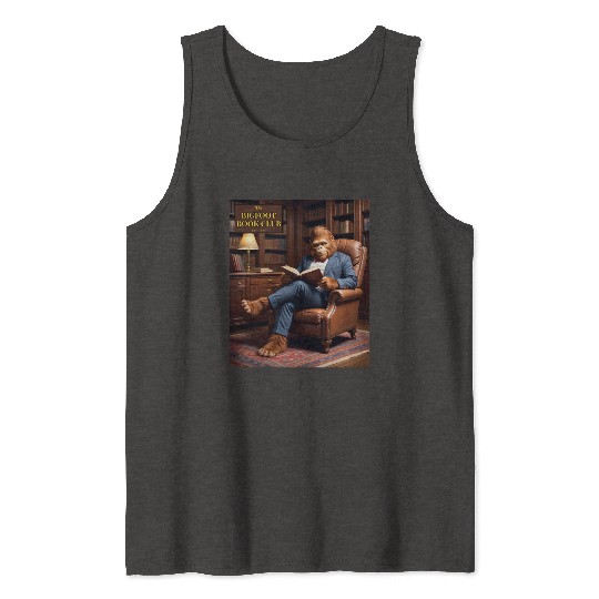 Bigfoot Book Club Sasquatch Reading in the Library Tank Tops