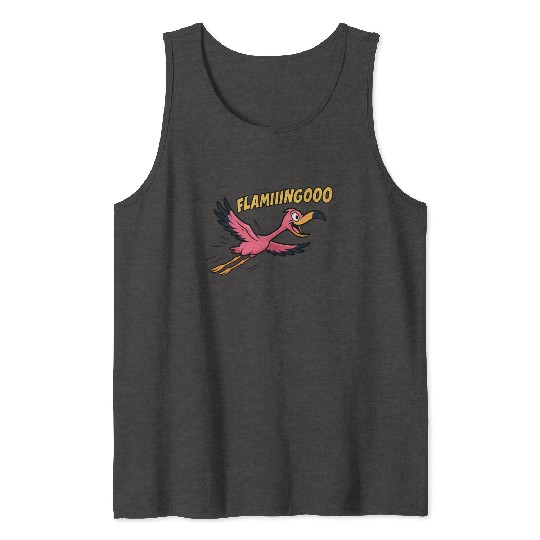 FLAMIIINGOOO – Funny Cartoon Flamingo in Flight De Tank Tops