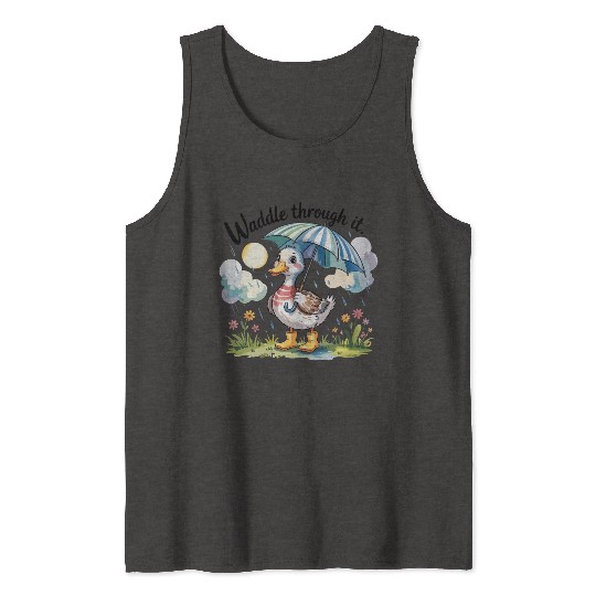 Rainy Day Duck Design Tank Tops
