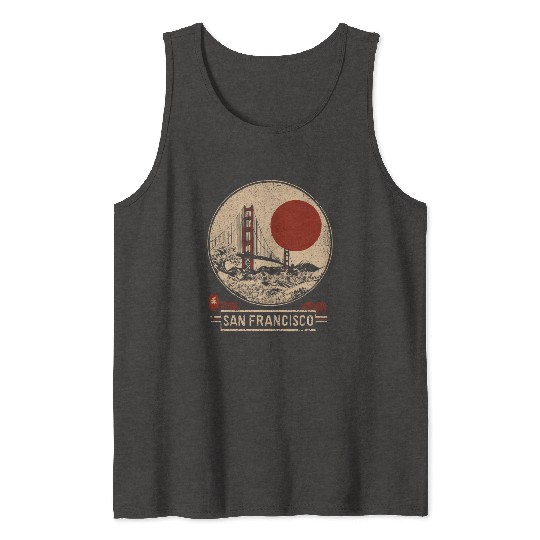 San Francisco - Woodblock Print Tank Tops