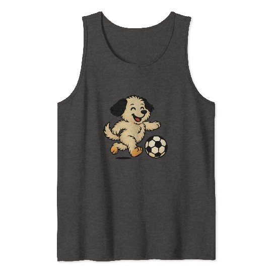 Puppy playing Soccer Tank Tops