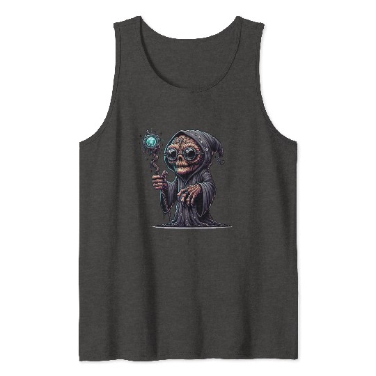 Cosmic Skull Wizard – Creepy Arcane Sorcerer Tank Tops