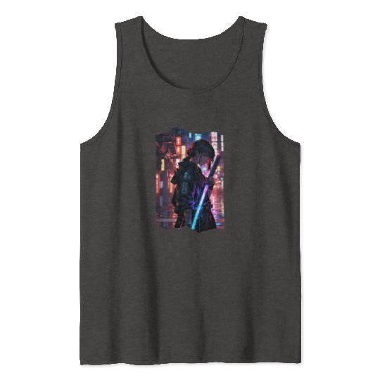 Cyberpunk Samurai Girl Tank Tops