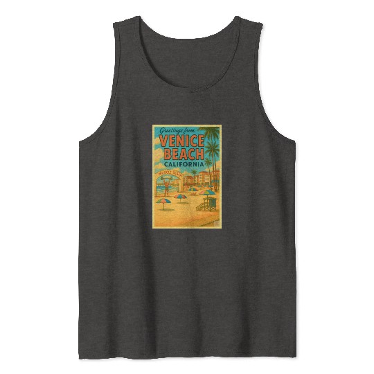 Venice Beach Vintage Postcard Tank Tops