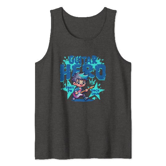 Guitar Hero Kid – Cute Rock Star Cartoon Tank Tops | Bor