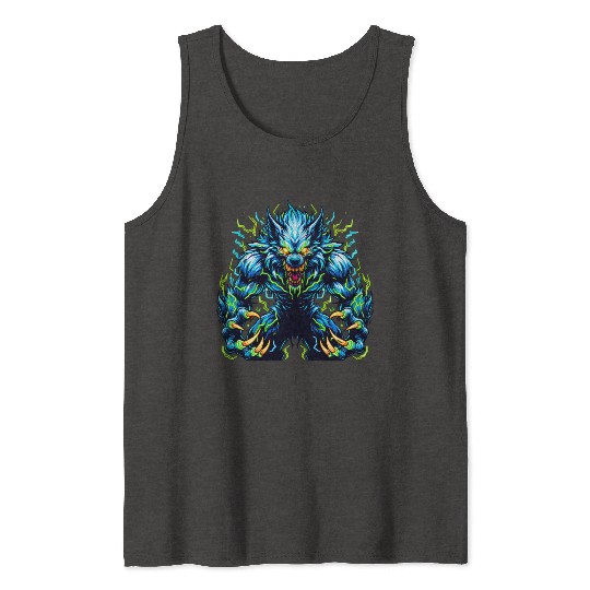 Neon Alpha Howler – Electric Werewolf Rage Tank Tops