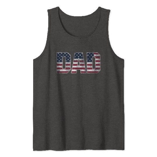 Vintage Dad Usa Flag ,American Daddy Father's Day Tank Tops