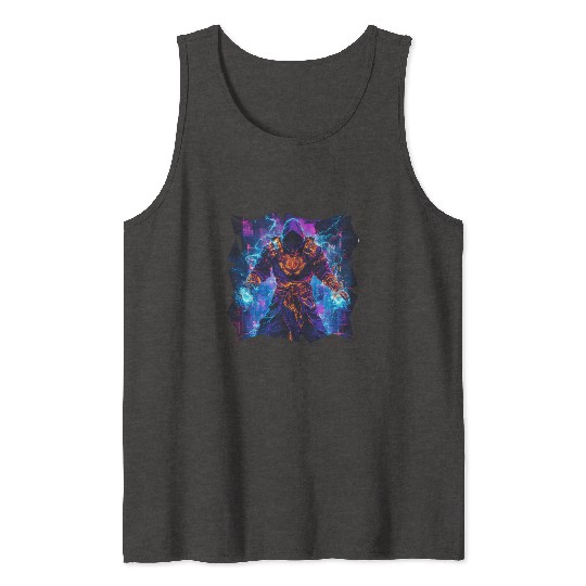 Bright Magician With Energy Aura In Neon Colors Tank Tops