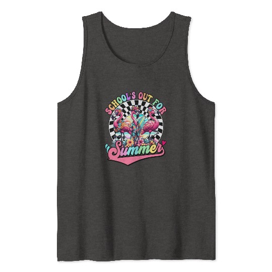 Schools Out For Summer Flamingo Teaches Students Tank Tops