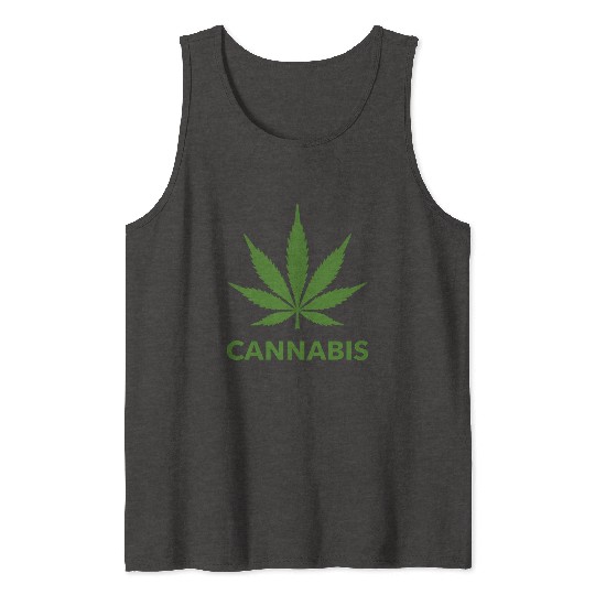 Cannabis Hemp Leaf Statement Green Look Tank Tops