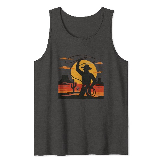 Lasso the Sunset Cowboy Tank Tops