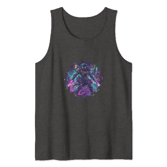 Warrior With Energy Charging In Bright Megacity Tank Tops
