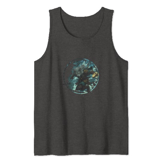 Mystical Werewolf With Magic In The Dark Forest Tank Tops
