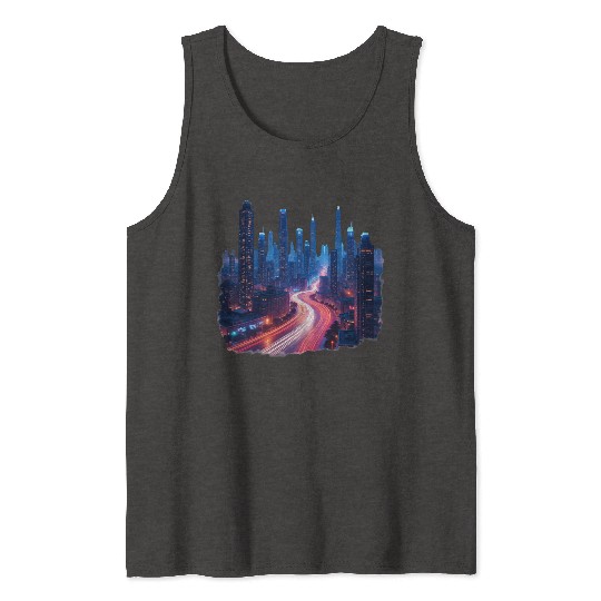 Urban Pulse Cairo – Modern City Lights Tank Tops
