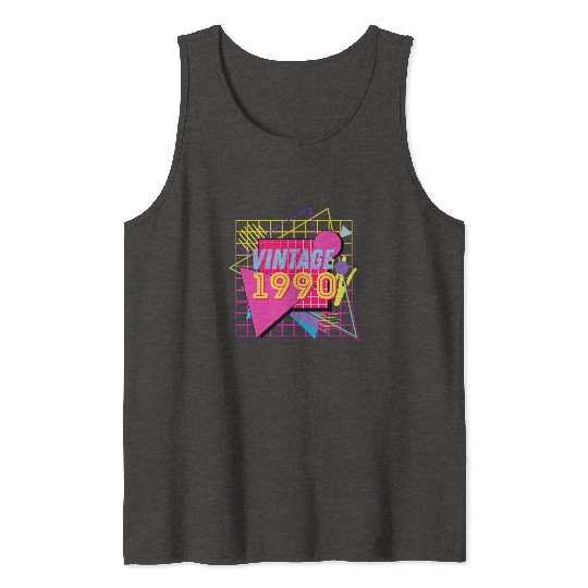 1990 Birthday Gift Retro Neon 90s Style Tank Tops