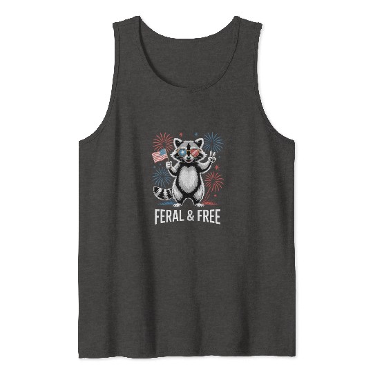 Feral And Free Patriotic Raccoon Tank Tops