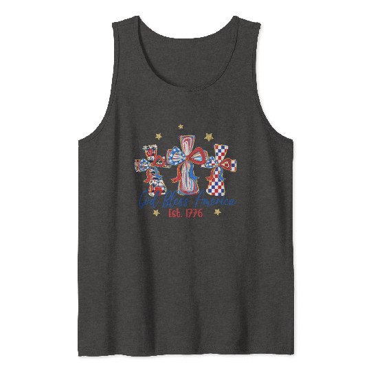 Patriotic Cross 4th of July Tank Tops