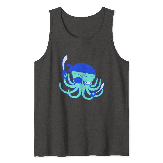 Octopus pirate crew captain sailor buccaneer sail Tank Tops