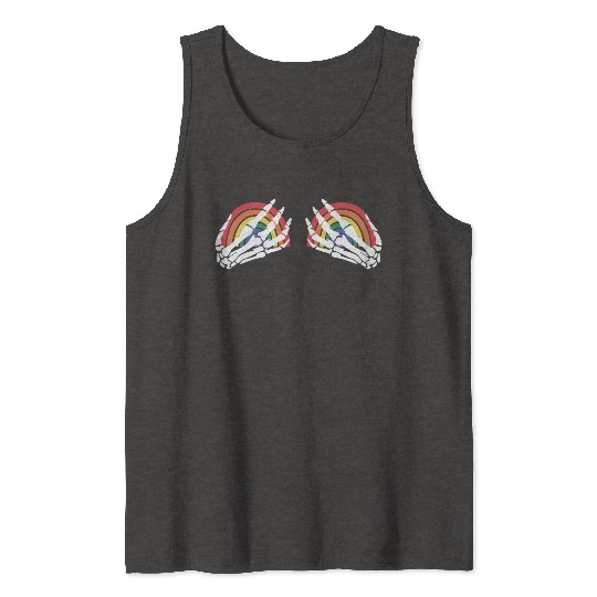 LGBTQ Skeleton Hand Rainbow Tank Tops