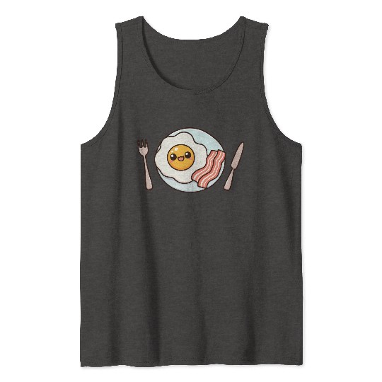 Whimsical Sunny Side Fried Egg Design Tank Tops