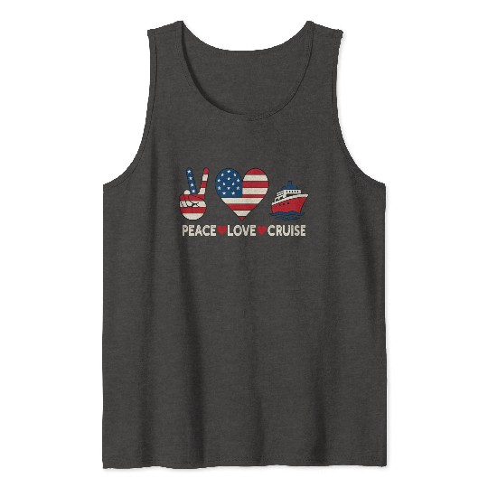 Peace Love Cruise USA Vacation Vibes Tank Tops