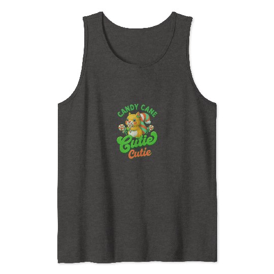 Candy Cane Cutie – Sweet Squirrel Holiday Design Tank Tops