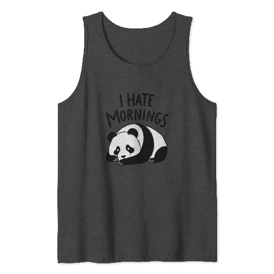Panda I Hate Mornings Saying Tank Tops