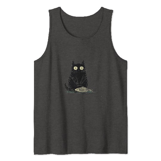 Chubby Black Cat Sardine Fish Tank Tops