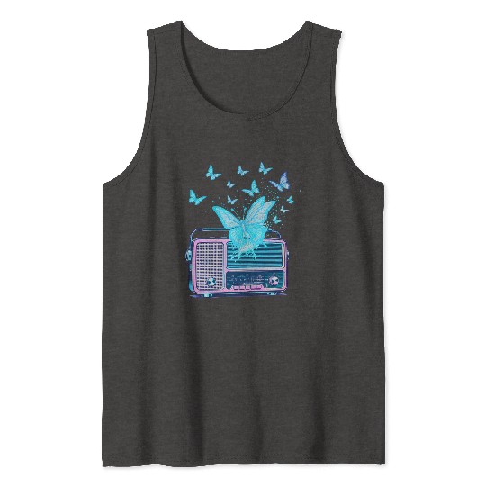 Radio Silence – Vintage Risograph Butterfly Waves Tank Tops