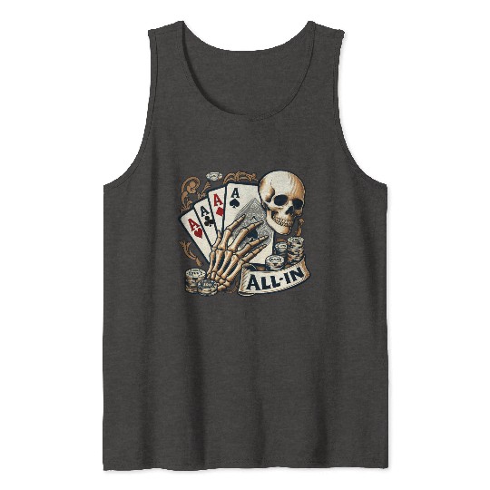Casino Cards Gambling Skeleton Hand Gothic Tank Tops