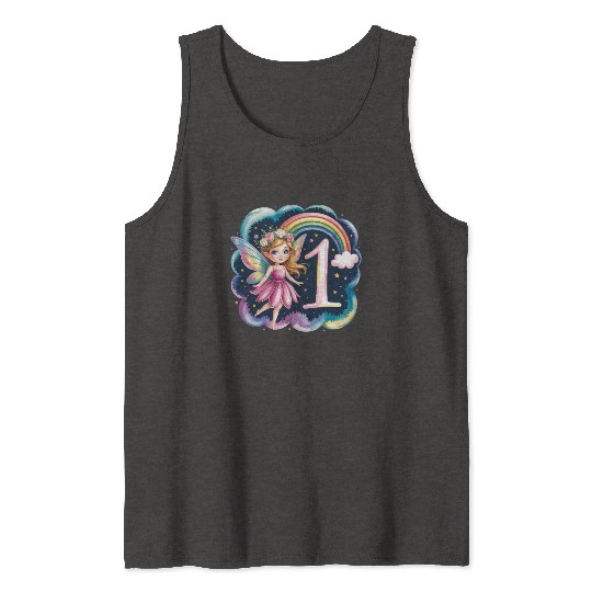 Magical Rainbow Fairy Elf 1st Birthday Girl Tank Tops