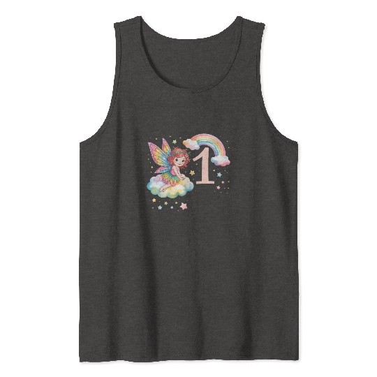 Magical Rainbow Fairy Elf 1st Birthday Girl Tank Tops