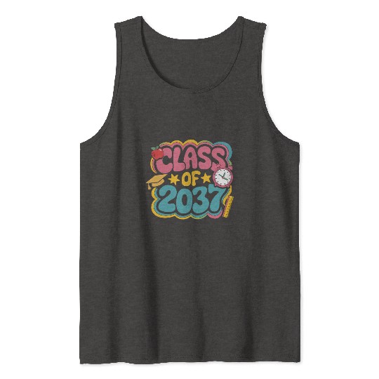 Class of 2037 Grow With Me, groovy back to school Tank Tops
