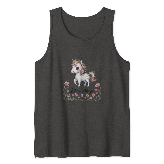Believe in Magic – Cute Rainbow Unicorn Fantasy Tank Tops