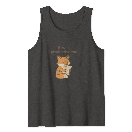 Cute Fox Self-Care Pillow Design Tank Tops