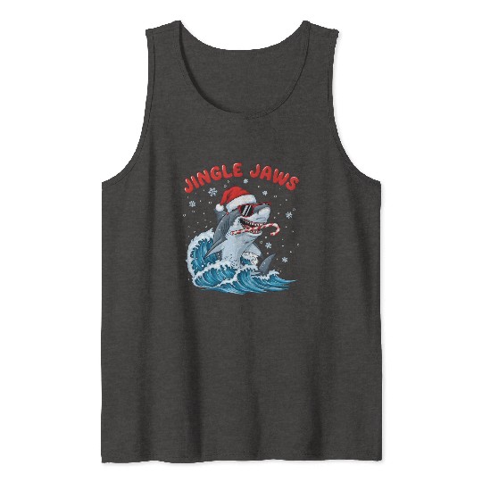 Jingle Jaws – Christmas Holiday with Bite Design Tank Tops