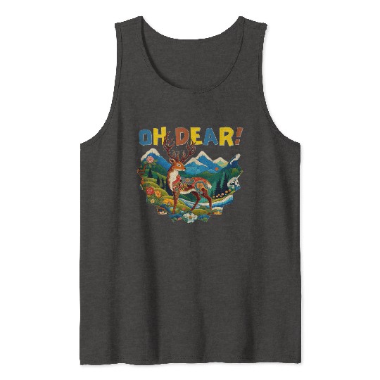 Oh-Dear-Wanderlust-Deer-in-Jungle-Tibetan-Folk-Art Tank Tops