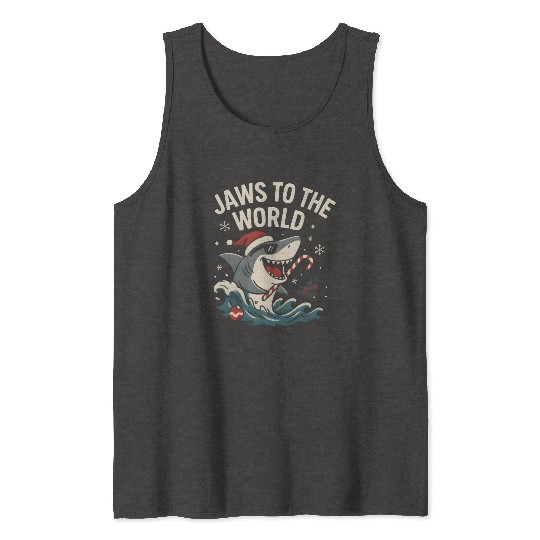Jaws to the World – Christmas Shark Attack Tank Tops