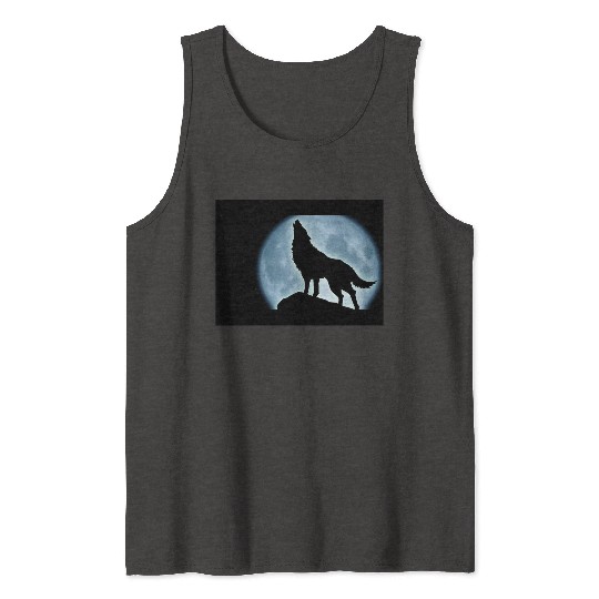 Wolf howling in the moonlight Tank Tops