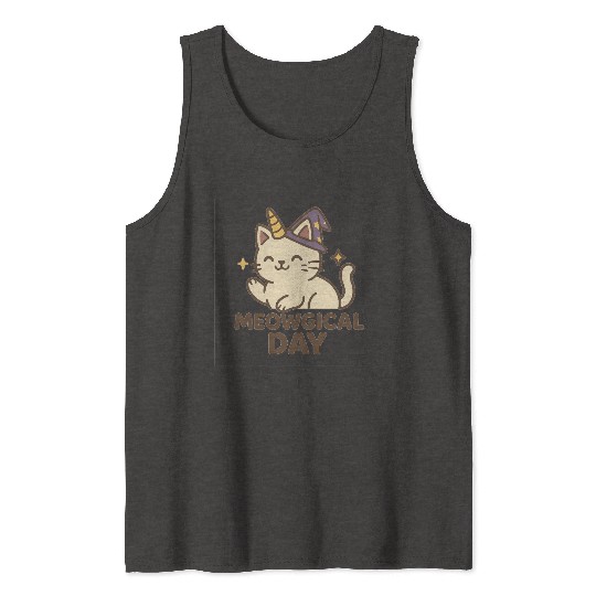 Whimsical Cat Unicorn Halloween Design Tank Tops