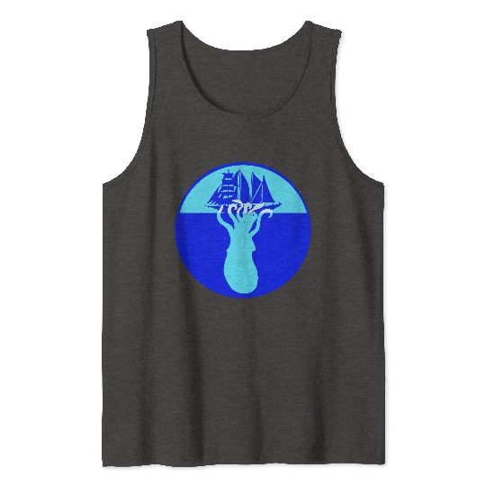 Octopus Ship Attack Sailing Sailboat Sea Monster Tank Tops
