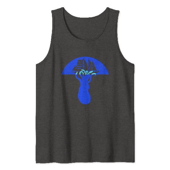 Octopus Ship Attack Sailing Sailboat Sea Monster Tank Tops