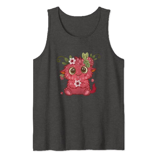 Cute Monster in Raspberry Design Tank Tops