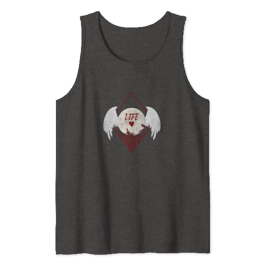 Moonlit Heart with Angel Wings (LIFE) Tank Tops